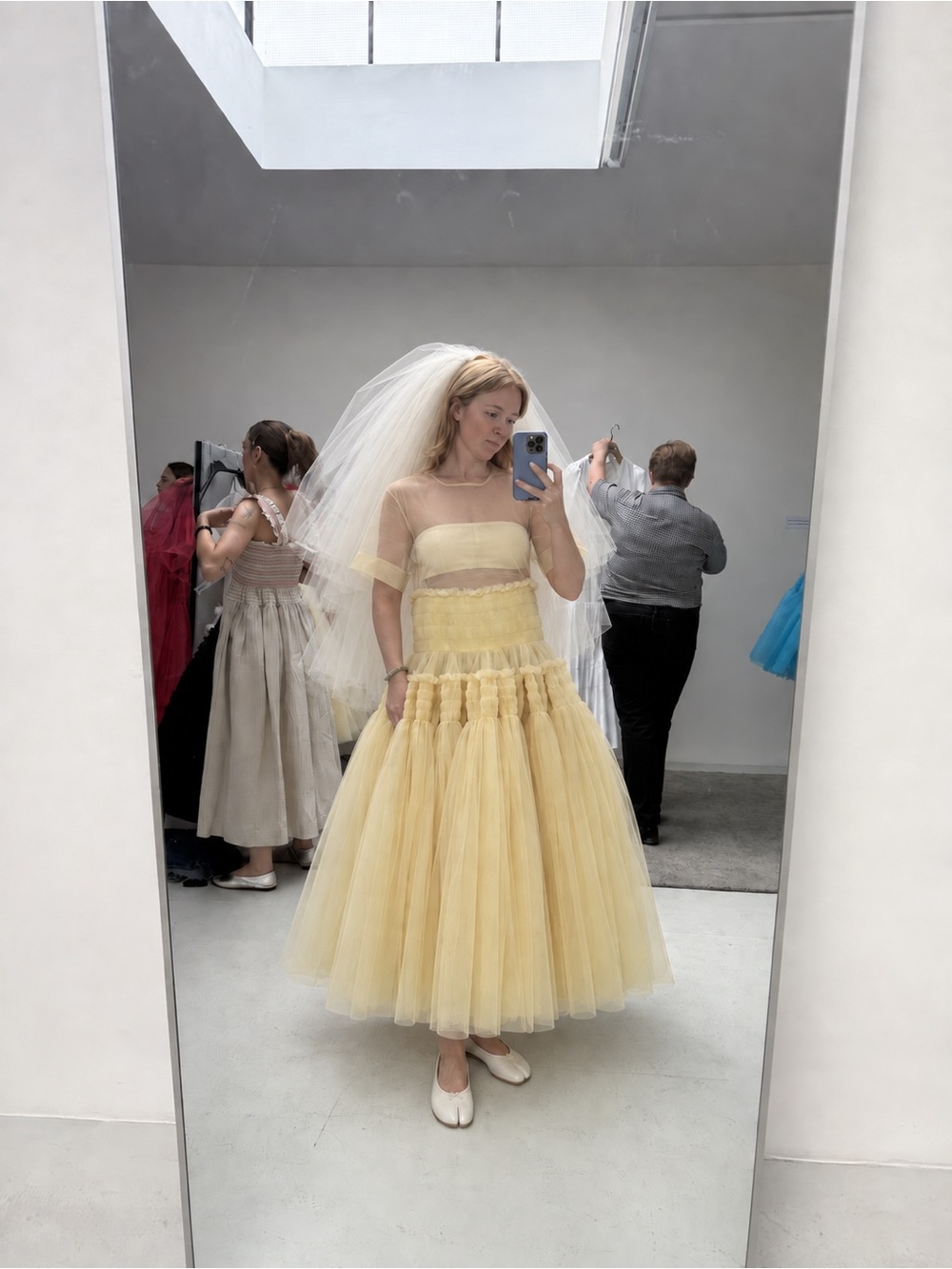 MOLLY GODDARD Cream Layered Tulle Runway Gown